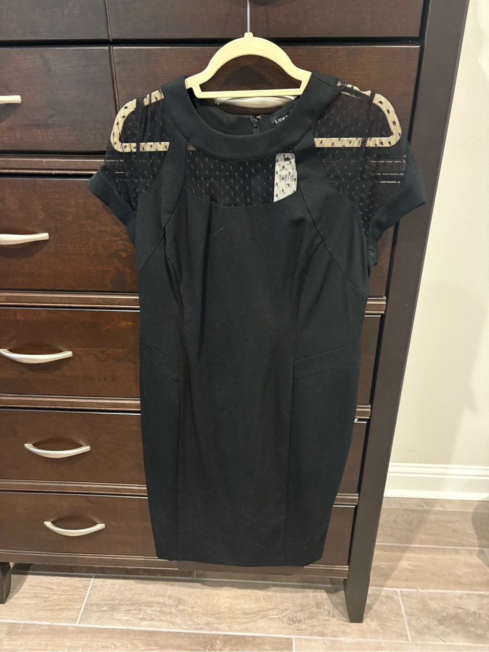 Lane Bryant Black Sheath Dress with Lace Insets